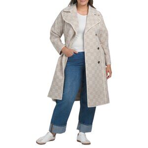 AVEC LES FILLES Sand Check Plus Blanket Stitch Coat